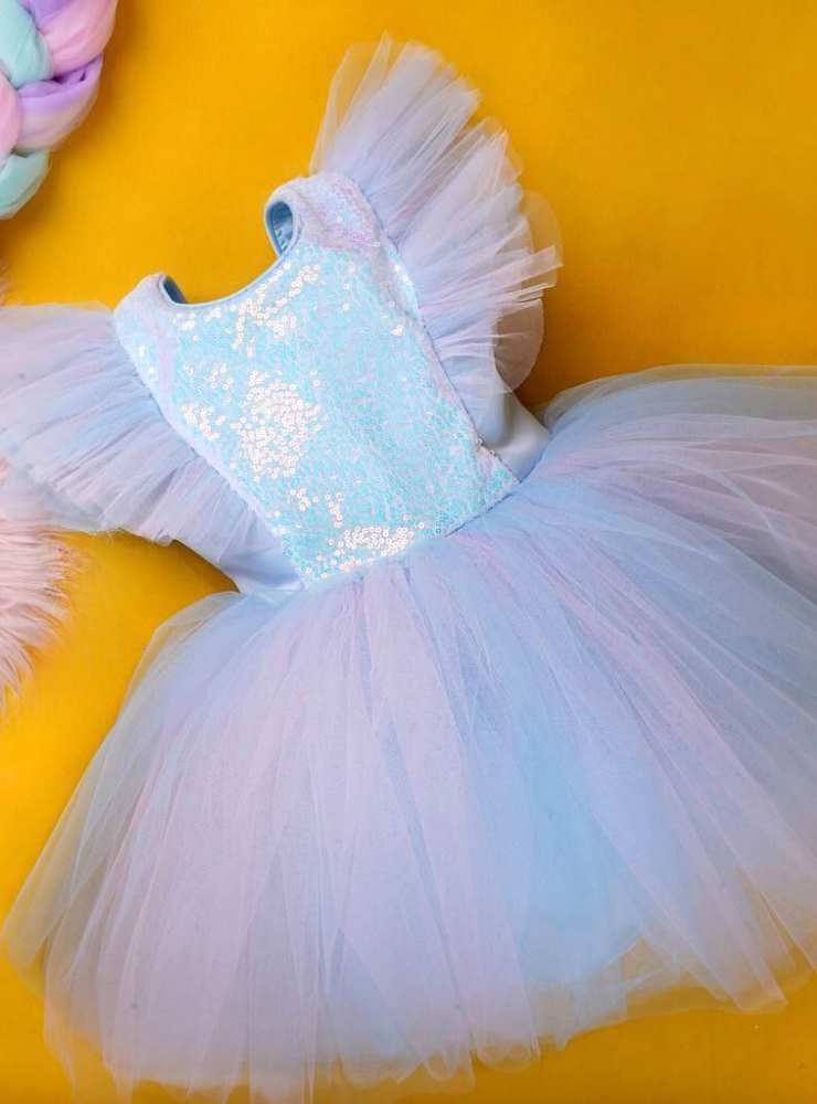 Rochița de Ocazie Blue Princess, cu Tulle de Prințesă