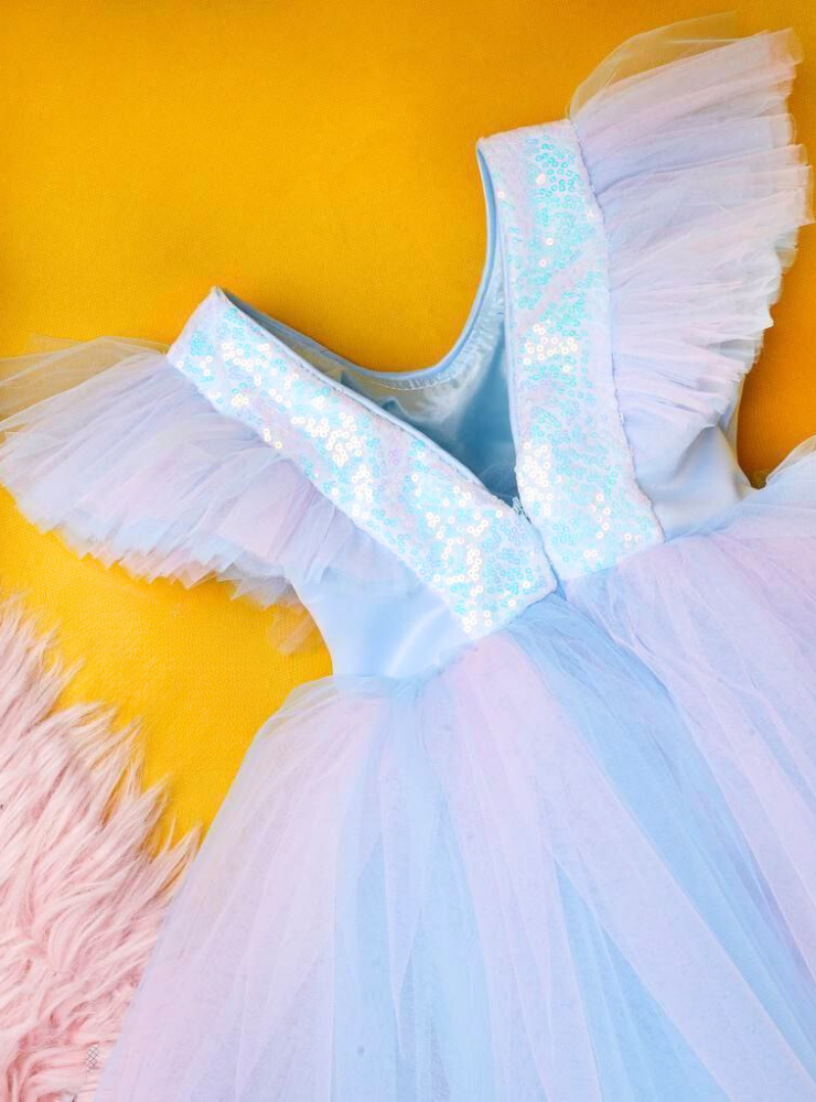 Rochița de Ocazie Blue Princess, cu Tulle de Prințesă