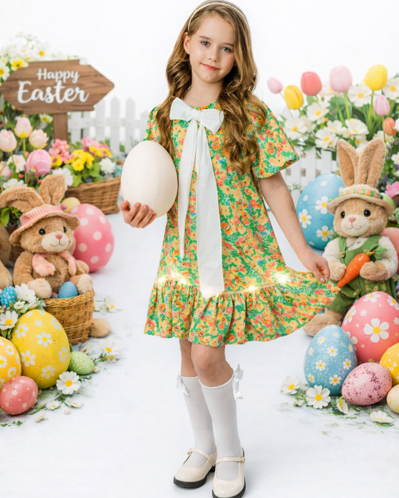 Rochița cu Floricele Vesele de primavara și Fundiță de Școală / Grădiniță