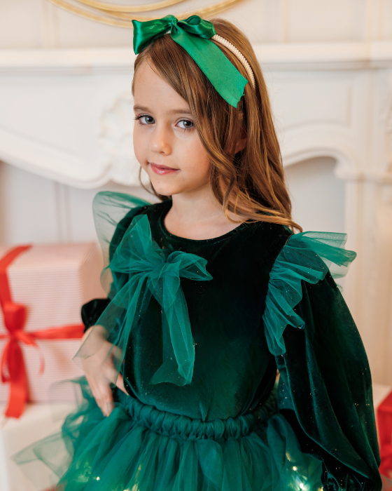 Compleu Verde Regal Fustiță+Bluziță+Bentiță