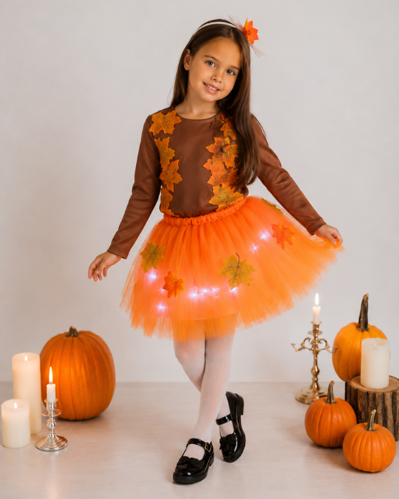 Costum 3 Piese, Zana Toamnei, Maroniu cu Frunze
