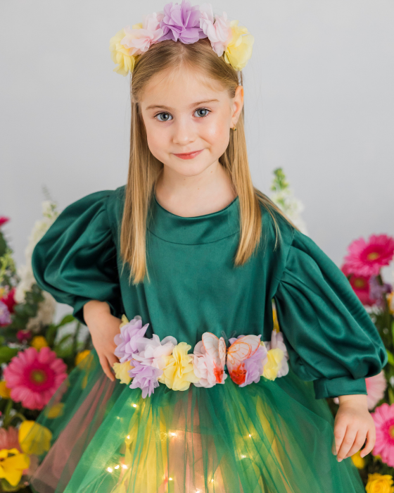 Rochița Pastel de Vară cu Floricele si Fluturași, Anotimpuri Serbare 2025, Zâna Florilor