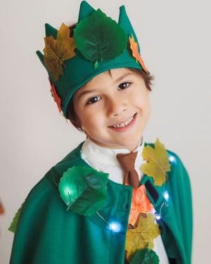 Costum REGELE TOAMNEI, cu Luminițe, 3 piese, Verde cu Frunze