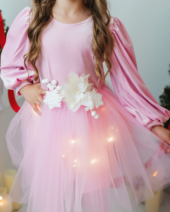 Rochita cu Luminite Roz, Extraordinara de Craciun, pentru Serbare