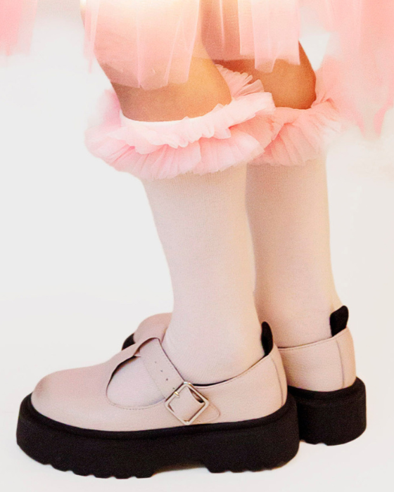 Șosețele cu Volănașe din Tulle Roz