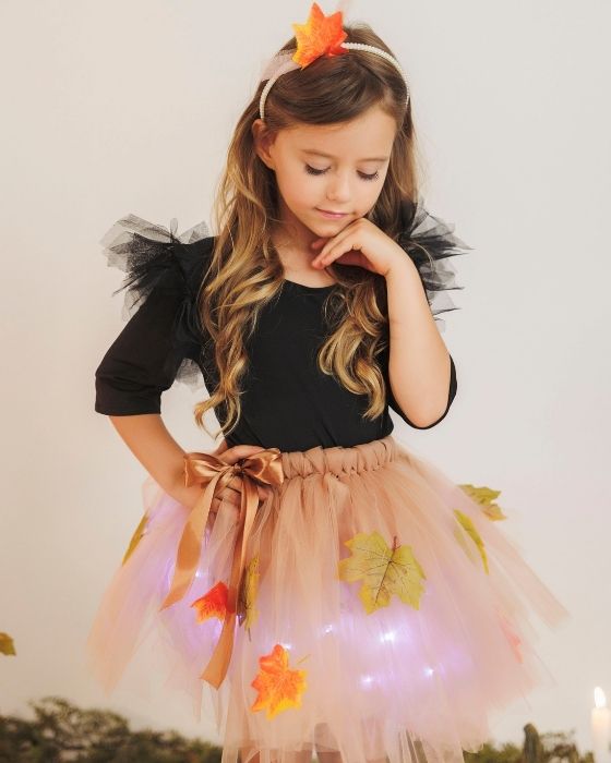 Skirt with Lights, Brown with Leaves, Autumn Fairy