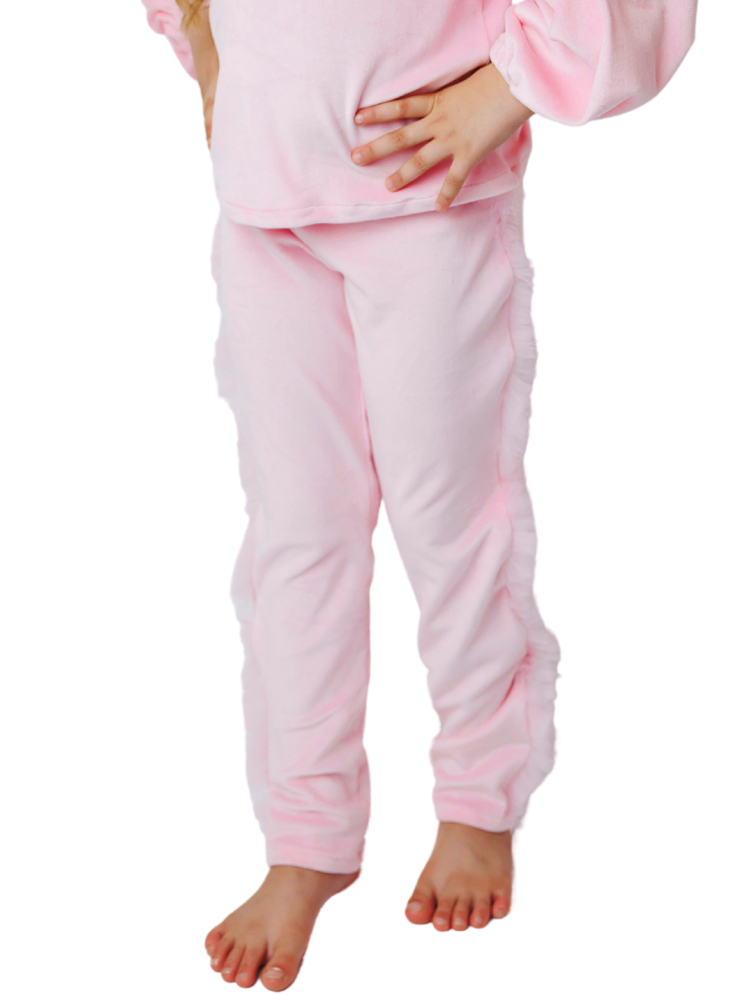 Colanți de Catifea Super Pufoși, cu Volanaș de Tulle, Baby Pink