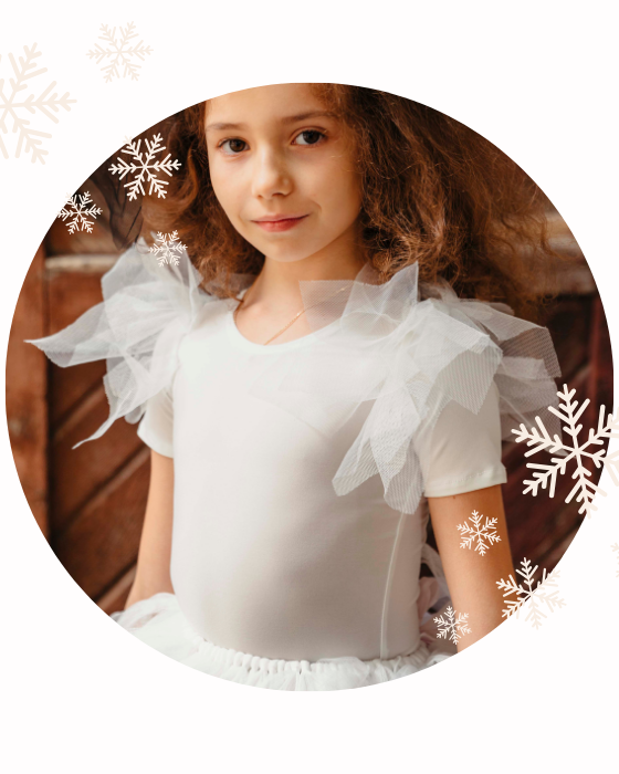 Costum Alb, Fustiță cu Luminițe Albă + Body Alb cu Tulle