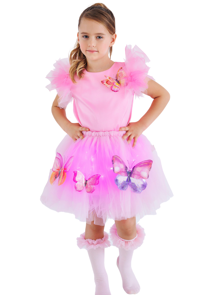 Fustița cu Luminițe, Fluturaș, Roz Pal