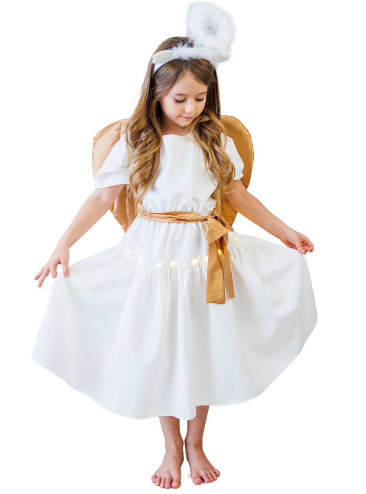 Costum cu Luminițe, Alb de Înger, 4 Piese, de Fetiță