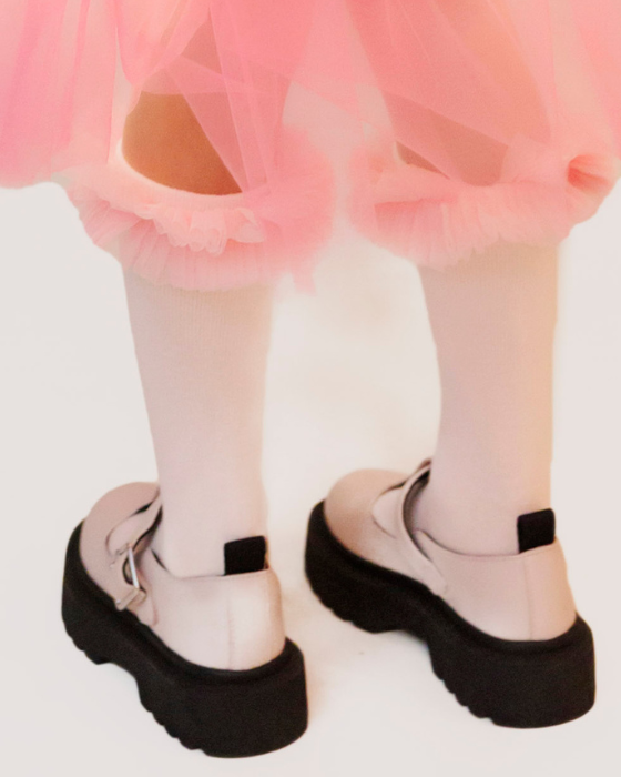 Șosețele cu Volănașe din Tulle Roz