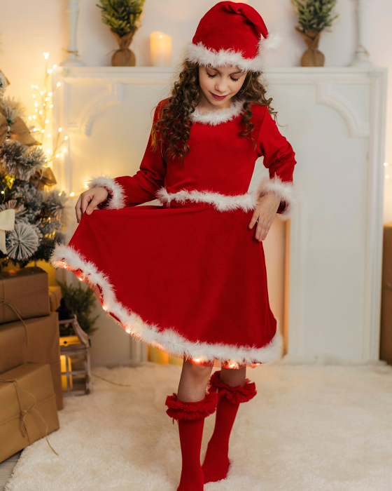 Rochița cu Luminițe, de Crăciun, Roșie, Serbarea de Iarnă