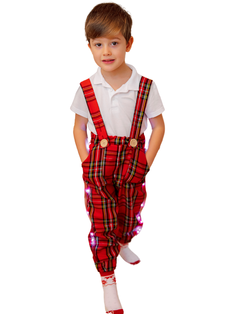 Pantaloni cu Led-uri cu Bretele Ajustabile, de Spiridus De Craciun