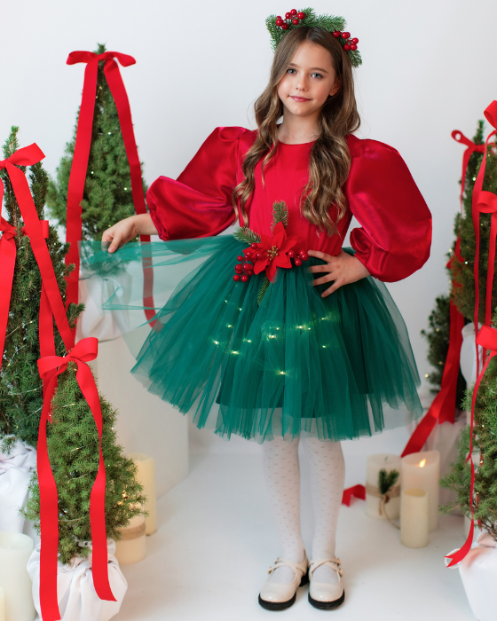 Sparkle Dress, Brown with Leaves, Fall 2025