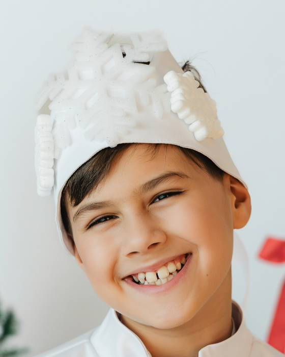 Snowflake costume for Christmas, 2 pieces, WHITE, tunic + crown