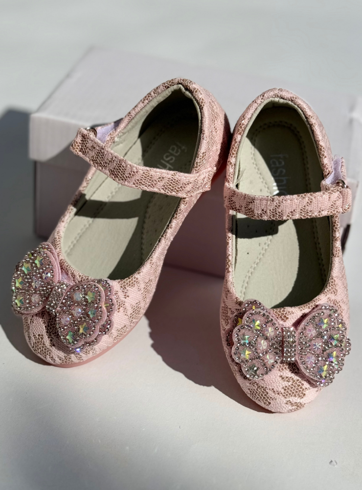 Pantofiori Bijuterii Roz cu Fundiță și Sclipici