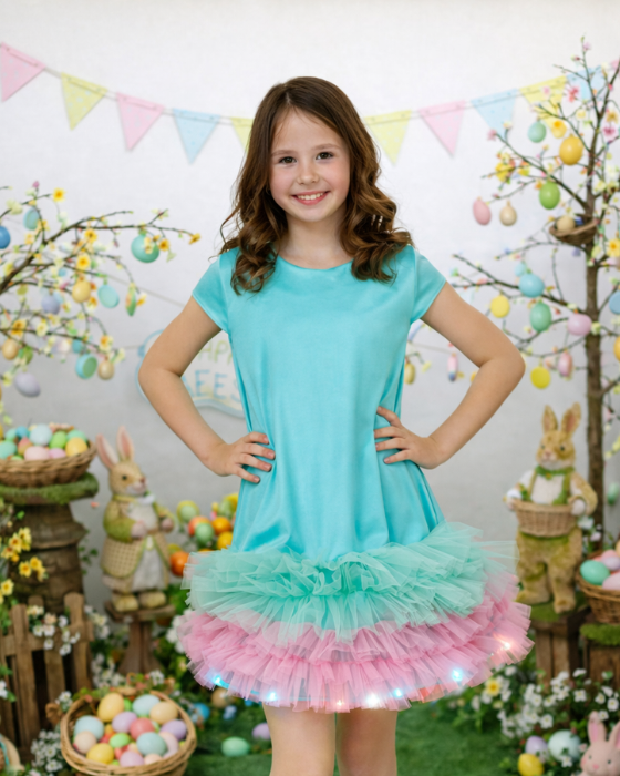 Rochița cu Luminițe, 10-12 ani, Turcoaz