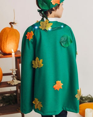 Costum REGELE TOAMNEI, cu Luminițe, 3 piese, Verde cu Frunze
