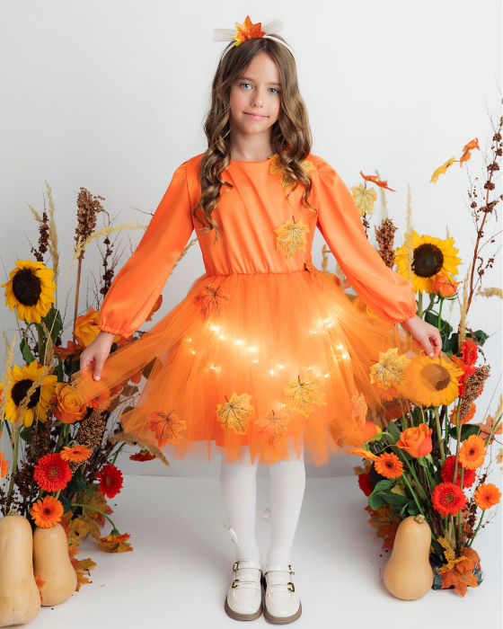 Rochița Tutu Portocalie cu Frunze