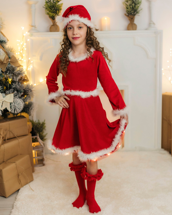 Rochița cu Luminițe, de Crăciun, Roșie, Serbarea de Iarnă