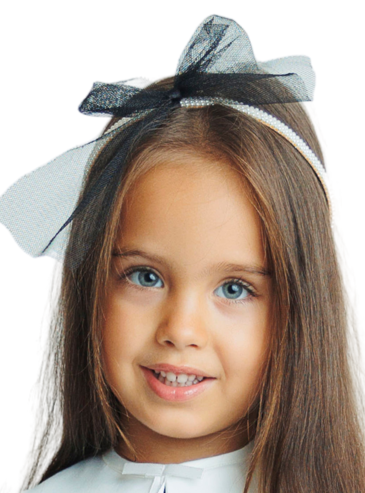 Bentiță cu Perle și Tulle Negru de Halloween