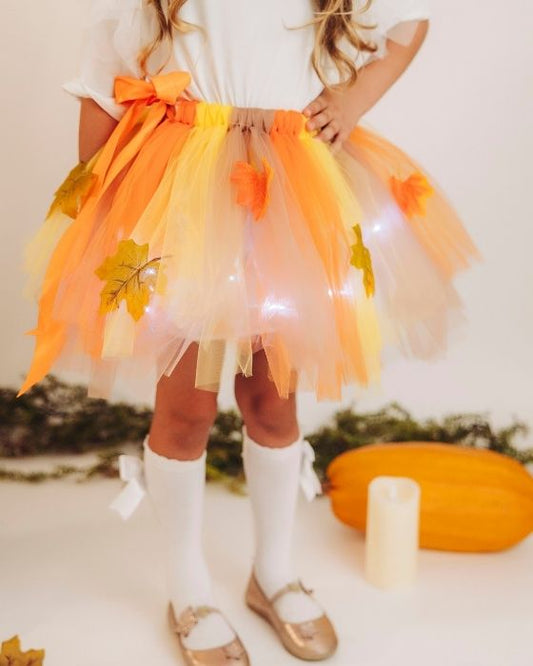 Fairy Skirt with Lights, Pastel with Leaves, Autumn Fairy