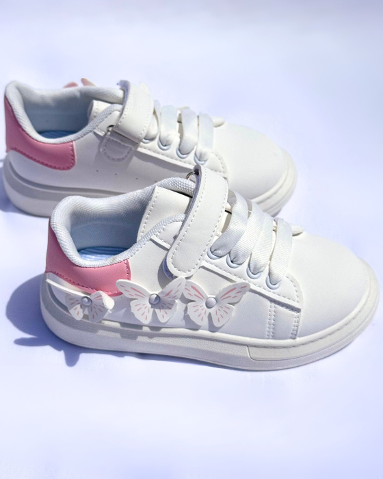 Adidași Albi-Roz cu Fluturași, De Școală