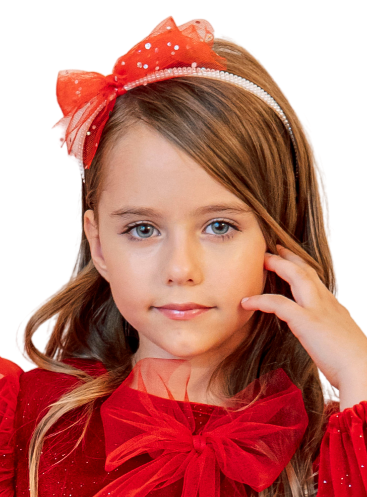 Bentiță cu Fundiță Roșie cu Sclipici, Scufița Roșie