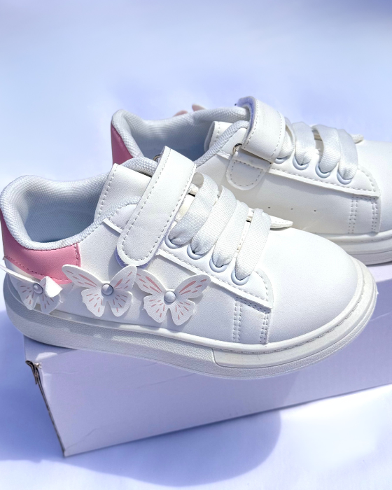 Adidași Albi-Roz cu Fluturași, De Școală