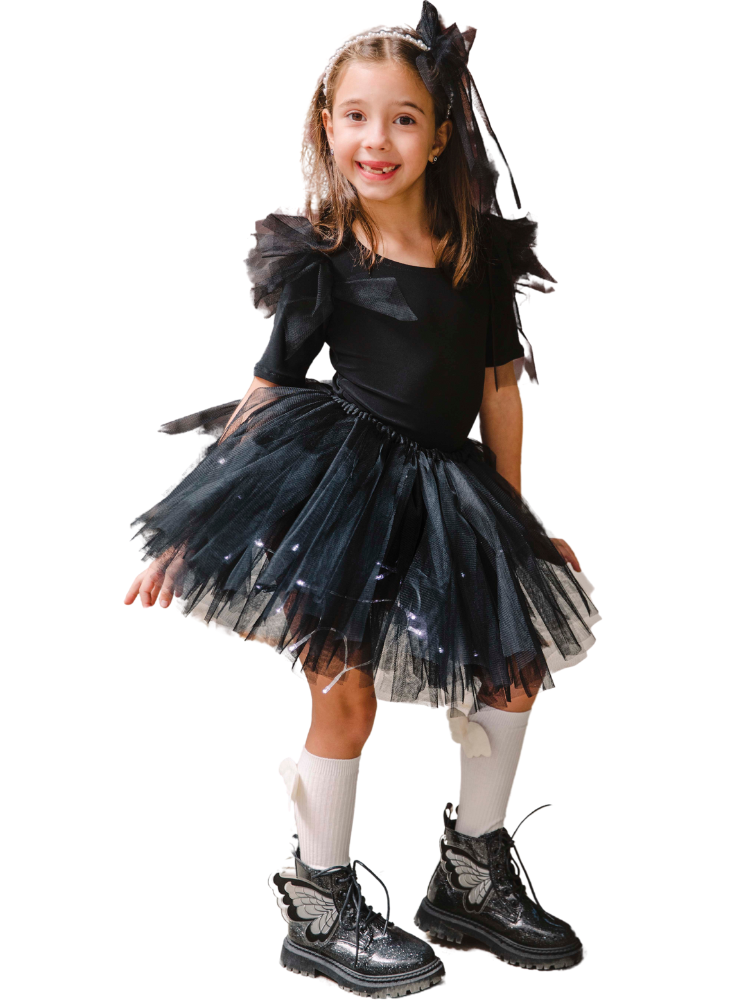 Fustița Neagră cu Luminițe, de Rândunică / Rol Serbare Halloween