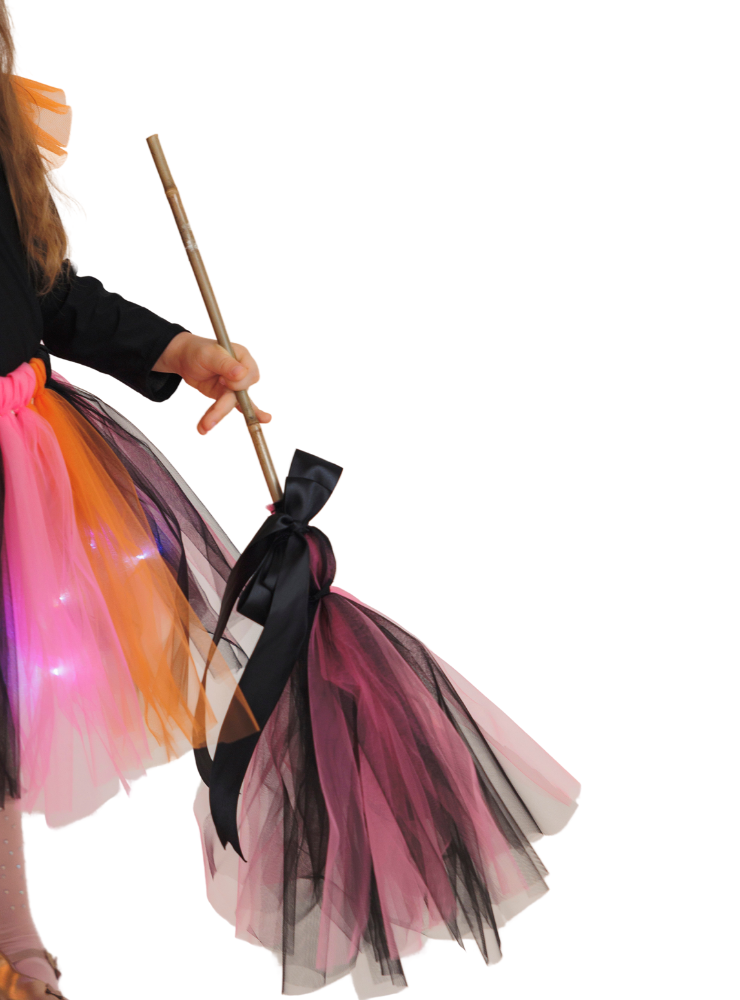 Mătură de Vrăjitoare din Tulle Roz-Negru