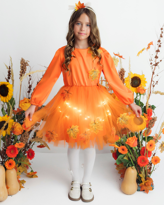 Rochița Tutu Portocalie cu Frunze