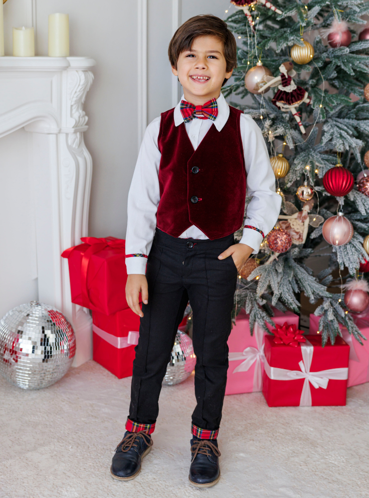 Pantaloni Negri cu Manșetă, pentru Băieți, De Școală