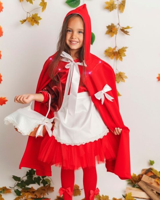 Costum de Scufița Roșie, cu Luminițe, 2 Piese