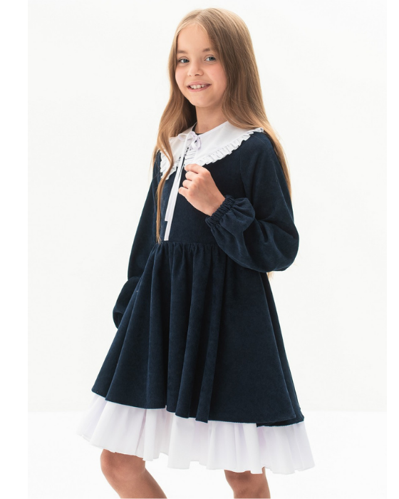 Rochiță Aster, de Școală, Premium Bleumarin