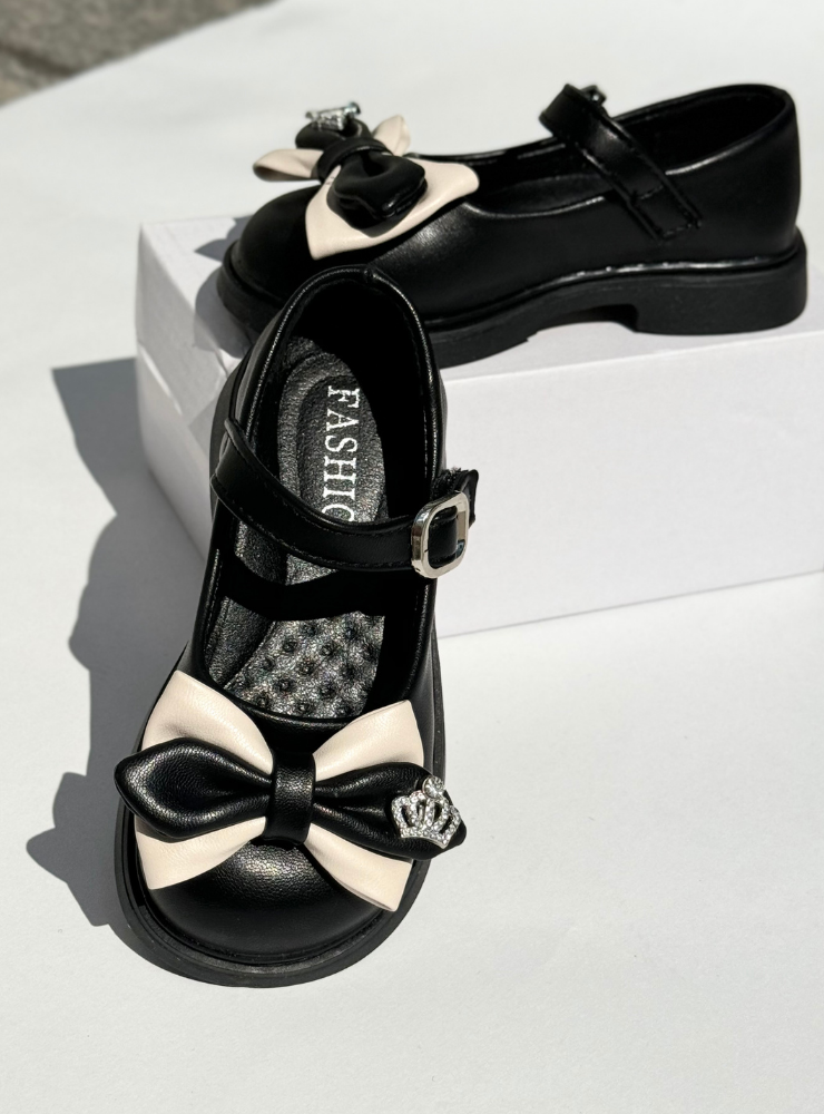 Pantofiori Negri cu Fundiță și Coroniță