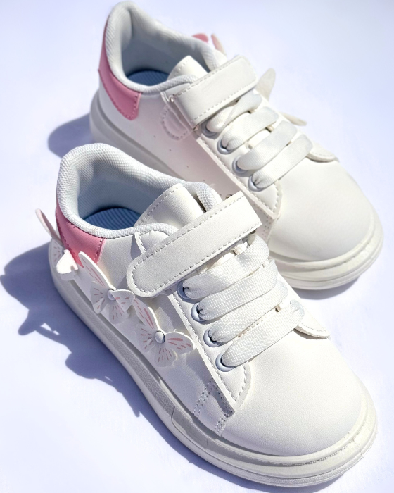 Adidași Albi-Roz cu Fluturași, De Școală