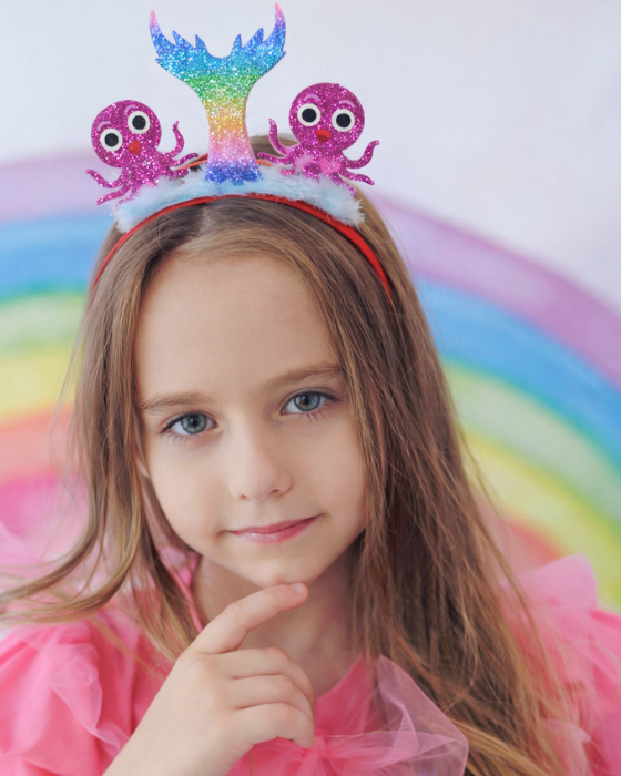 Bentiță de Sirenă Curcubeu cuSsclipici