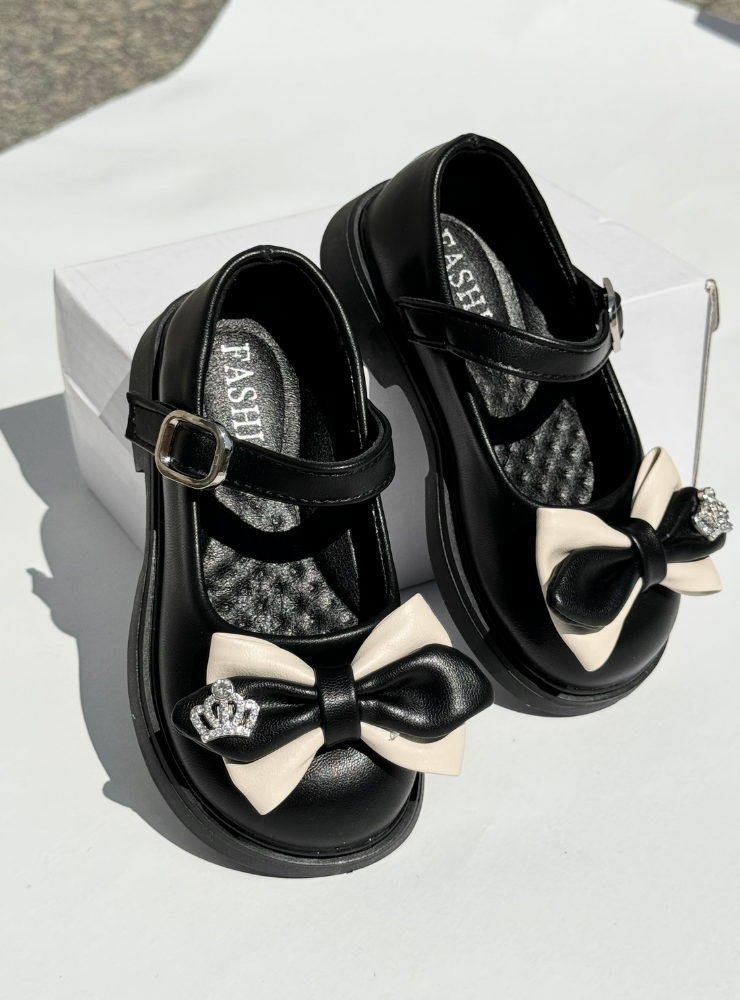 Pantofiori Negri cu Fundiță și Coroniță