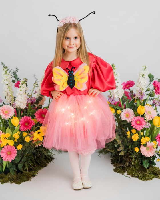 Rochița Fluturaș Roz cu Luminițe, Costum de Halloween Carnaval fetite