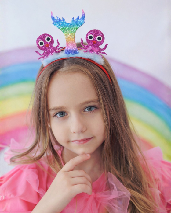 Bentiță de Sirenă Curcubeu cuSsclipici