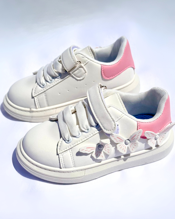 Adidași Albi-Roz cu Fluturași, De Școală
