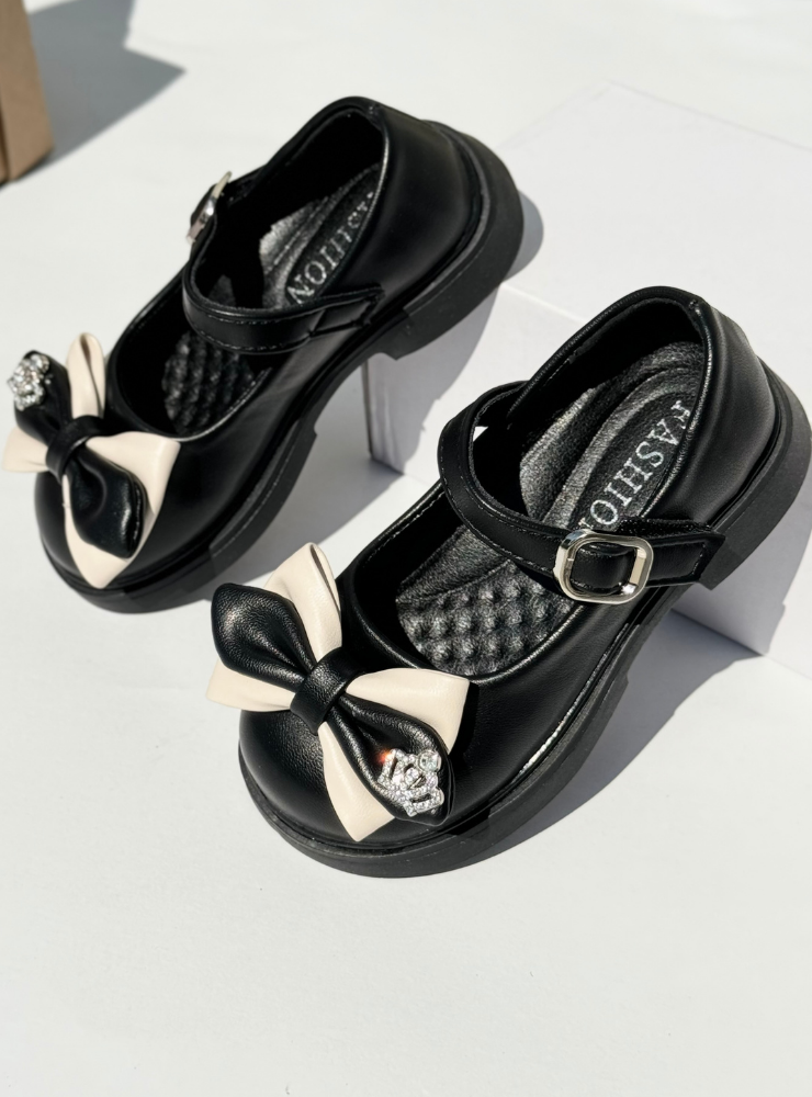 Pantofiori Negri cu Fundiță și Coroniță