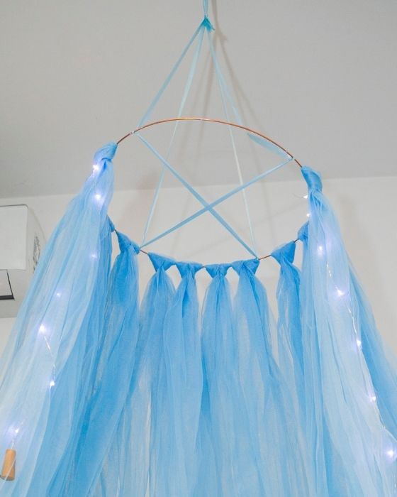 Baldachin cu Luminițe, Bleu, din Tulle