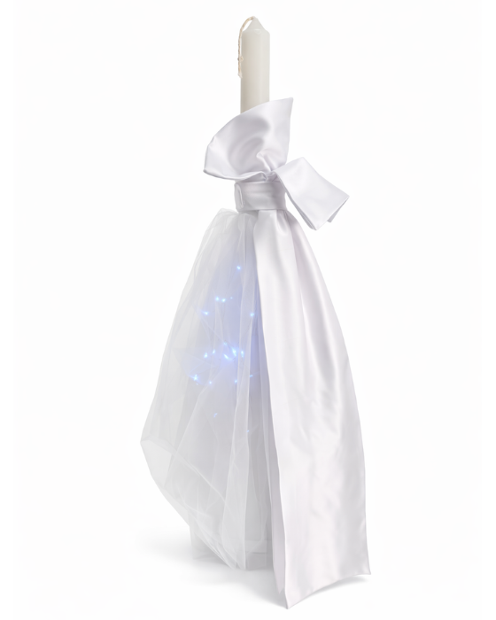 Christening Set, Dress + Candle, with Lights