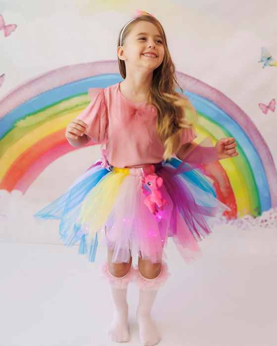 Sparkle Skirt, Intense Rainbow + Unicorn Keychain