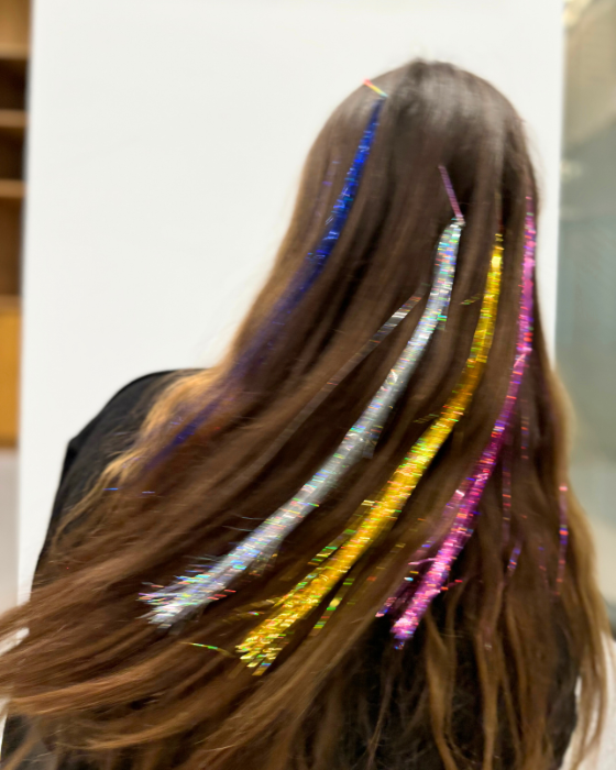 Șuvițe cu agrafe Curcubeu cu Sclipici