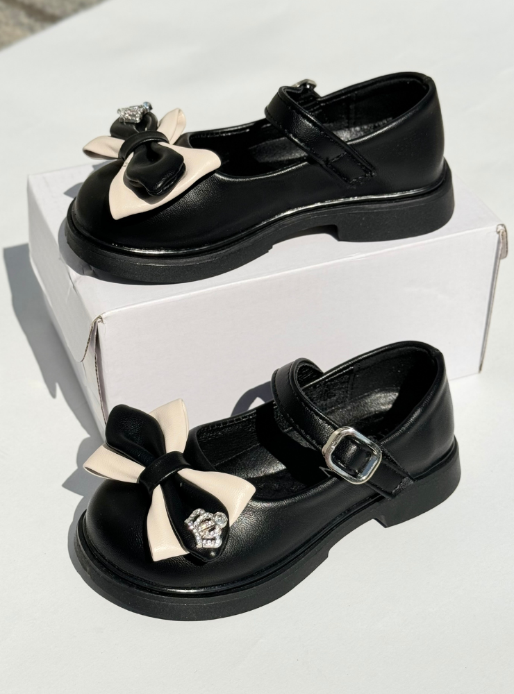 Pantofiori Negri cu Fundiță și Coroniță