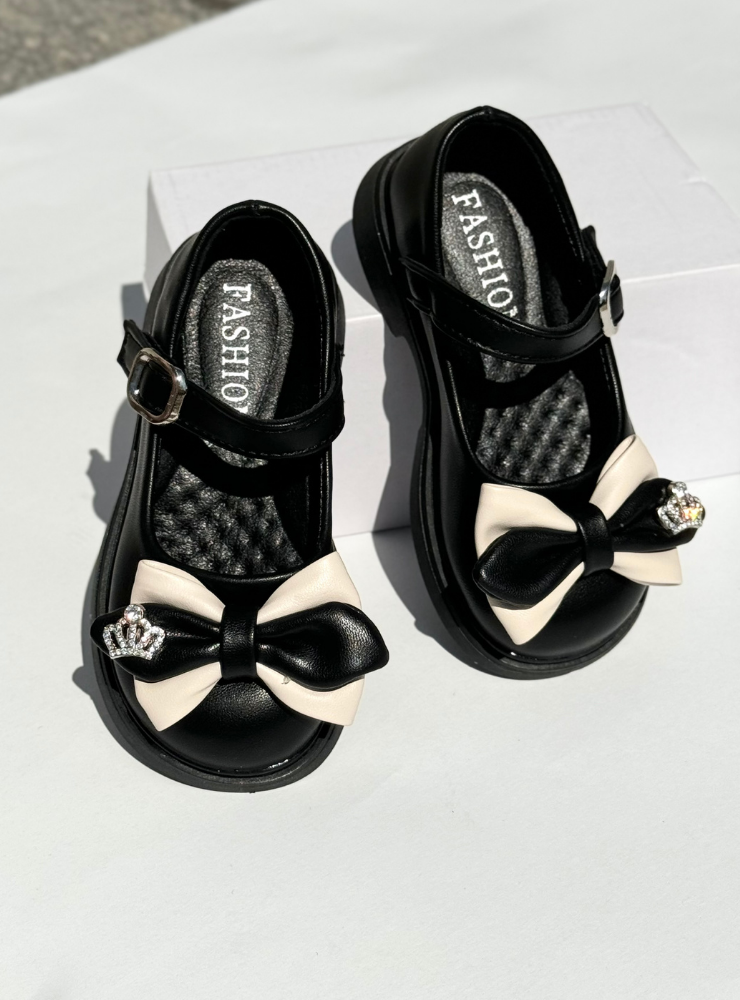 Pantofiori Negri cu Fundiță și Coroniță