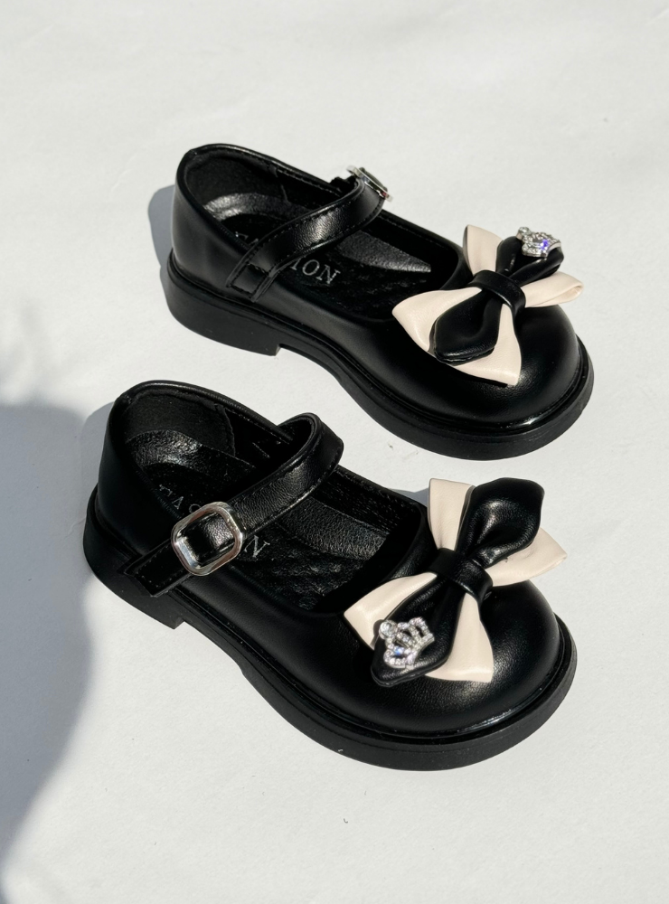 Pantofiori Negri cu Fundiță și Coroniță